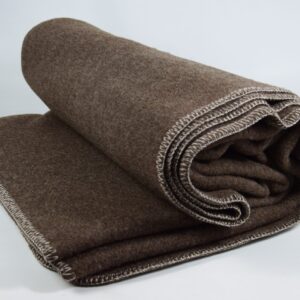 Koc wełniany brązowy obszycie overlock melanż 150 x 200 cm (1.8kg)