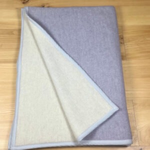 Koc wełniany dwustronny szary/ecru z szarą lamówką 150 x 200 cm (1.9kg)