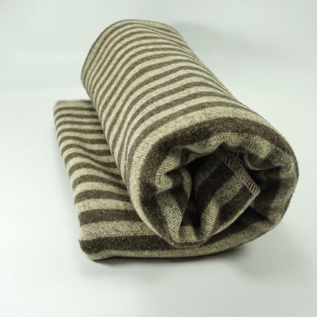 Koc wełniany - pasy brązowo / beżowe 155 x 195 cm - 100% wełna (2kg)
