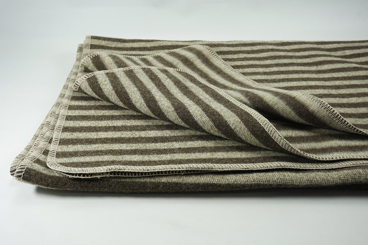 Koc wełniany – pasy brązowo / beżowe 155 x 195 cm – 100% wełna (2kg) Koc wełniany - pasy brązowo / beżowe 155 x 195 cm - 100% wełna (2kg) - obrazek 3